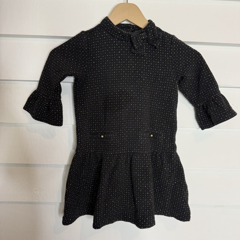 Janie and Jack Gold Polka Dot Jacquard Knit Girls Dress Size 5